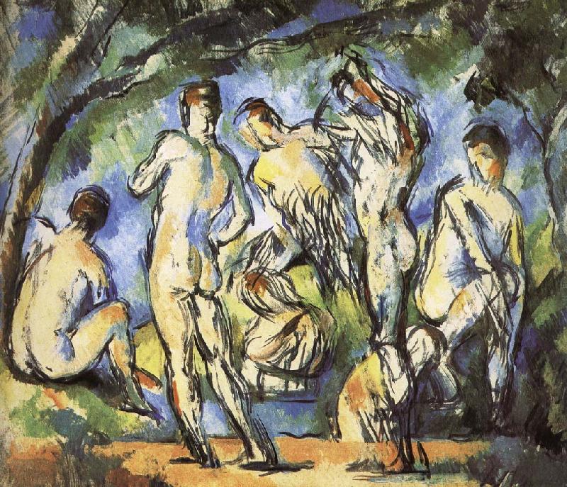 Paul Cezanne were seven men and Bath oil painting image